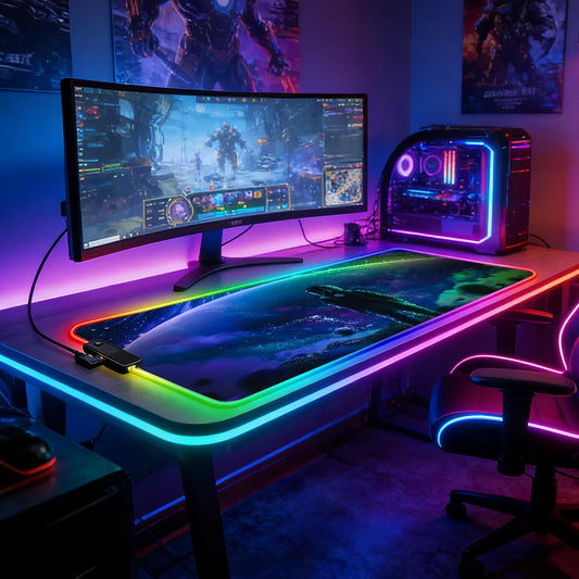 Luvia Glow - Premium Ultra - Smoth RGB Desk Mat & Gaming Mouse Pad