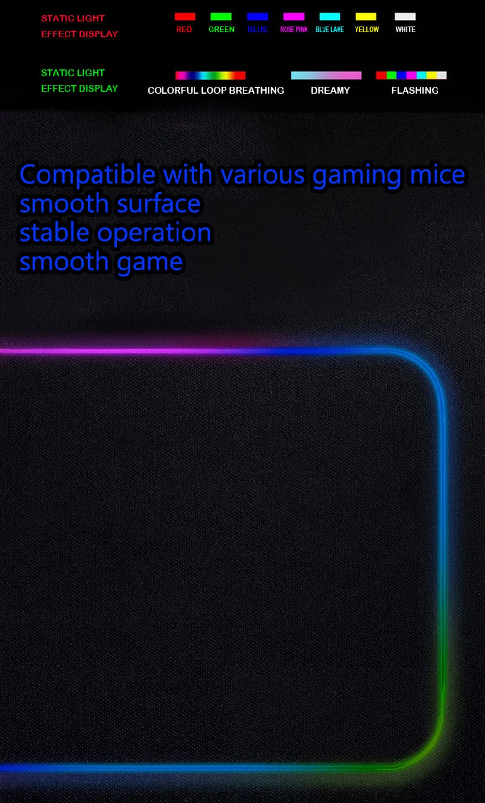 Luvia Glow - Premium Ultra - Smoth RGB Desk Mat & Gaming Mouse Pad